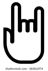 Rock hand outline vector icon