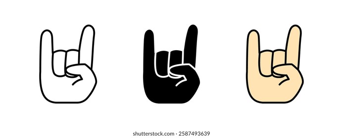 Rock hand sign icon. Music festival vector illustration. Symbol of metal, punk and concert energy. Gesture for rebellion, party and loud show fans.