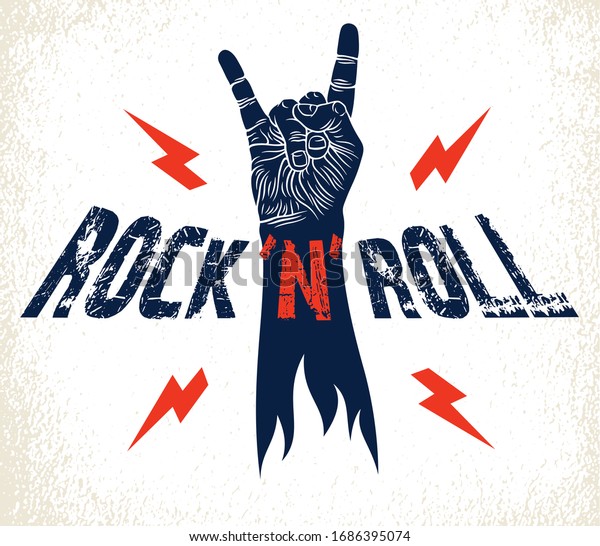 Rock Hand Sign Lightning Bolts Hot Stock Vector (Royalty Free ...