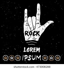 Rock hand sign silhouette. Vector poster / logo / label / tattoo