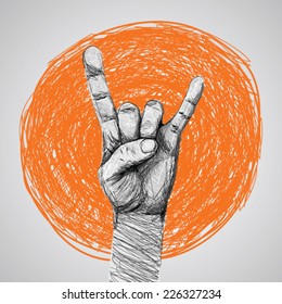 Rock hand sign. Sketch