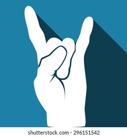 Rock hand silhouette sign. Flat vector icon