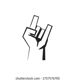 Rock hand symbol in flat style, logo illustration. Digital vector