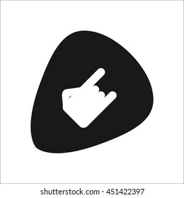Rock hand template on plectrum sign simple icon on background