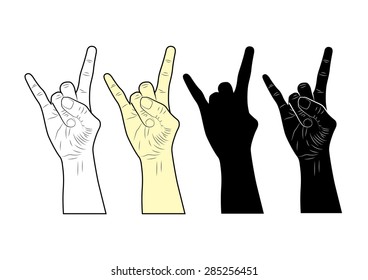  rock hand vector illustration