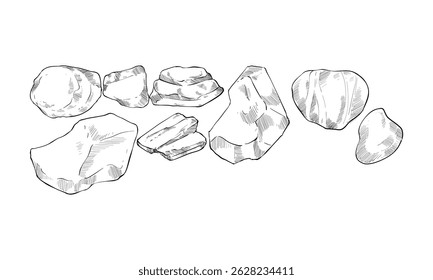 rock handdrawn engraving doodle collection