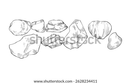 rock handdrawn engraving doodle collection