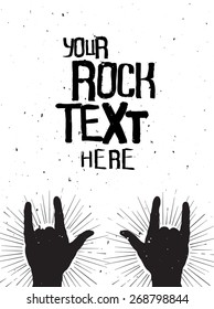 Rock Hand Silhouetten auf einem Konzert , Grunge-Vorlage für Ihren Slogan, Text oder Ankündigung