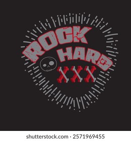 rock hard fun detailed typography graphic print , Abstract fashion drawing and creative design for t-shirts, mugs, graphic tee, sweatshirt, cases, etc. Illustration in modern style for clothes