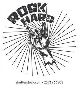 rock hard hand detailed typography graphic print , Abstract fashion drawing and creative design for t-shirts, mugs, graphic tee, sweatshirt, cases, etc. Illustration in modern style for clothes