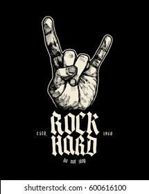 rock hard sign of horns music print