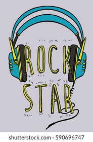 rock headphone illustration