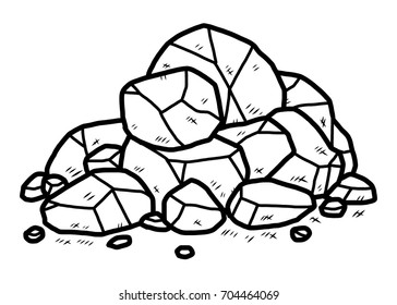 rock heap / cartoon vector and illustration, black and white, hand drawn, sketch style, isolated on white background.