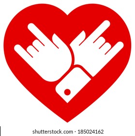 Rock in heart vector icon