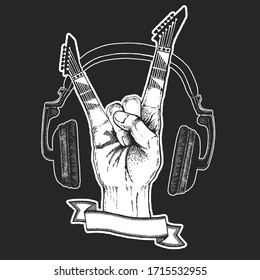 Rock heavy metal, hard rock music hand symbol. Vector icon.