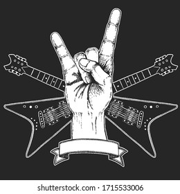 Rock heavy metal, hard rock music hand symbol. Vector icon.