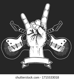 Rock heavy metal, hard rock music hand symbol. Vector icon.