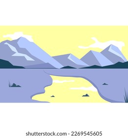 Rock hills scenery illustration vector design