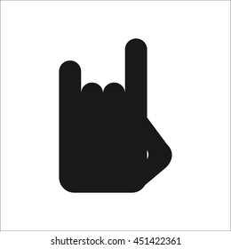 Rock horns fingers hand sign simple icon on background