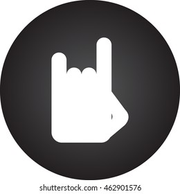 Rock horns fingers hand sign simple icon on background
