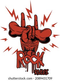 Rock horror hand devil t shirt logo design