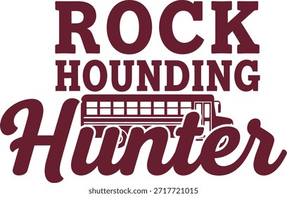 Rock Hounding Hunter tipografia vetor design gráfico vermelho preto no fundo transparente para geologia hobbyist t-shirt vestuário adesivo mercadoria impressão criativo layout corte