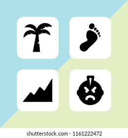 rock icon. 4 rock set with human feet shape, punk, island and mountain vector icons for web and mobile app