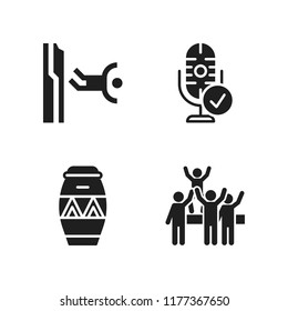 rock icon. 4 rock vector icons set. concert, base jumping and drum icons for web and design about rock theme