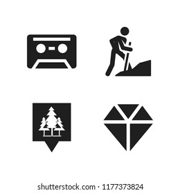 rock icon. 4 rock vector icons set. diamond, cassette and national park pin icons for web and design about rock theme