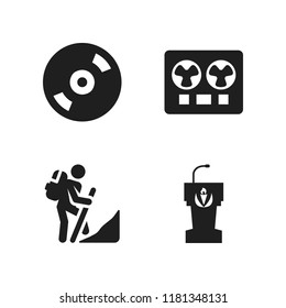 rock icon. 4 rock vector icons set. stage, recorder and climbing icons for web and design about rock theme