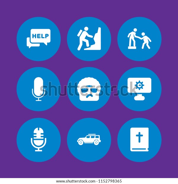 rock icon. 9\
rock set with jeep, microphone, mountain and shapes and symbols\
vector icons for web and mobile\
app