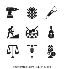 rock icon. 9 rock vector icons set. balance, microphone and guitar icons for web and design about rock theme
