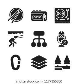 rock icon. 9 rock vector icons set. layers, microphone and miner icons for web and design about rock theme