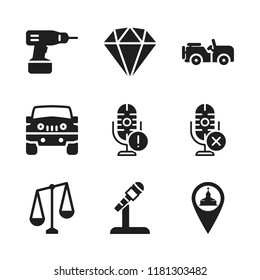 rock icon. 9 rock vector icons set. hermitage pin, microphone and driller icons for web and design about rock theme