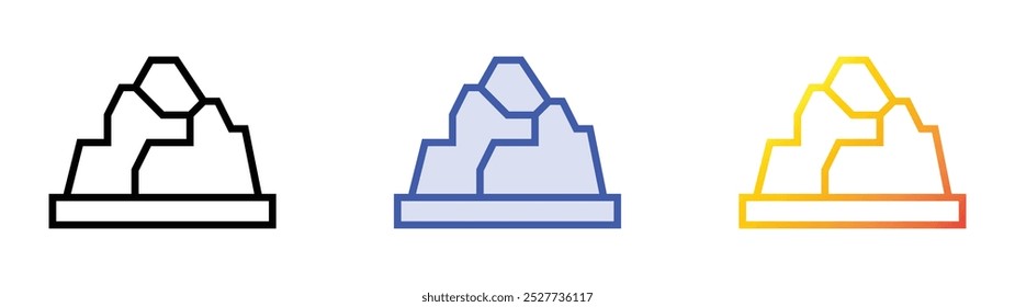 rock icon. Linear, Blue Fill and Gradient Style Design Isolated On White Background