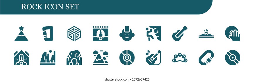 rock icon set. 18 filled rock icons.  