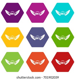 Rock icon set many color hexahedron isolated on white vector illustration