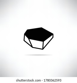 rock icon with shadow on gray background vector