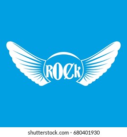 Rock icon white isolated on blue background vector illustration