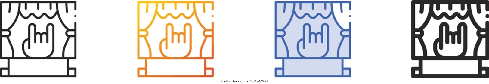 rock icon.Thin Linear, Gradient, Blue Stroke and bold Style Design Isolated On White Background