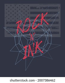 rock and ink text with vector illustrations. For t-shirt prints and other uses.