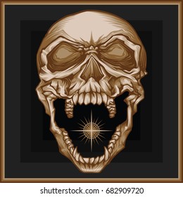 Rock inspired Skull design.Shout out loud with them.It's ready for t-shirt or tattoo design.isolated on black.