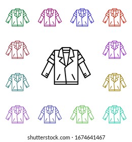 Icono de estilo multicolor de la chaqueta de roca. Glifo simple, vector plano de iconos de rock y roll para ui y ux, sitio web o aplicación móvil