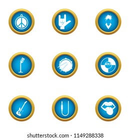 Rock life icons set. Flat set of 9 rock life vector icons for web isolated on white background