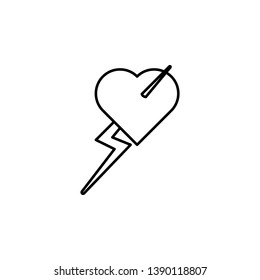 rock, lightning, heart icon. Element of rock and roll icon. Thin line icon for website design and development, app development. Premium icon