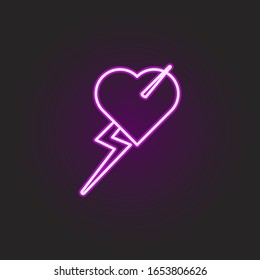 rock, lightning, heart neon style icon. Simple thin line, outline vector of rock and roll icons for ui and ux, website or mobile application