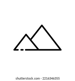 Rock line icon. Mountain, climber, travel, tourism, tour agency, hill, Alpinism, altitude, emblem, symbol. Mount concept. Vector black line icon on a white background