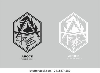 A and rock logo design in black and white
