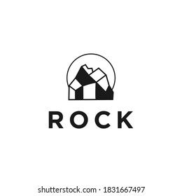 rock logo design illustration symbol