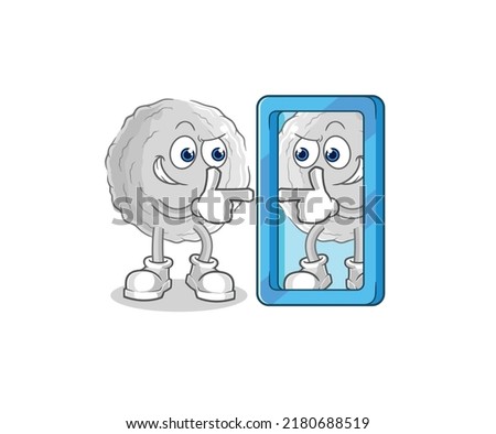 the rock looking into mirror cartoon. cartoon mascot vector